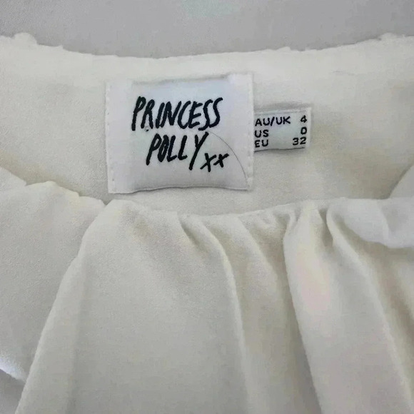 Princess Polly Balloon Sleeve Ruched Bodice Bodysuit in white. Size 0 - Picture 3 of 3